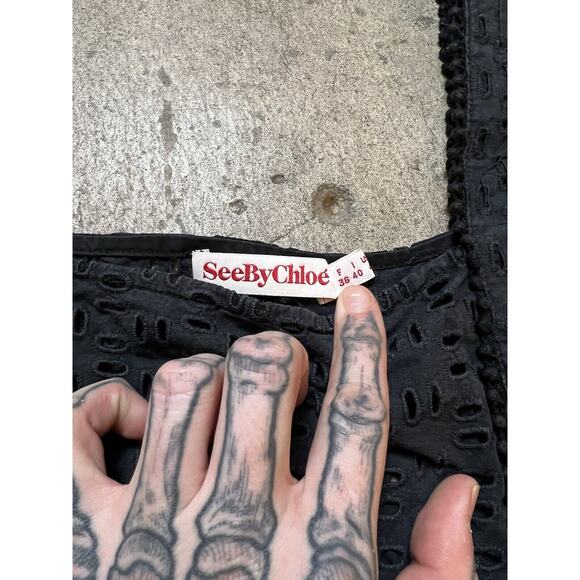 SeeByChloé Black Crochet Tank Top USA Size 4 - Picture 4 of 7